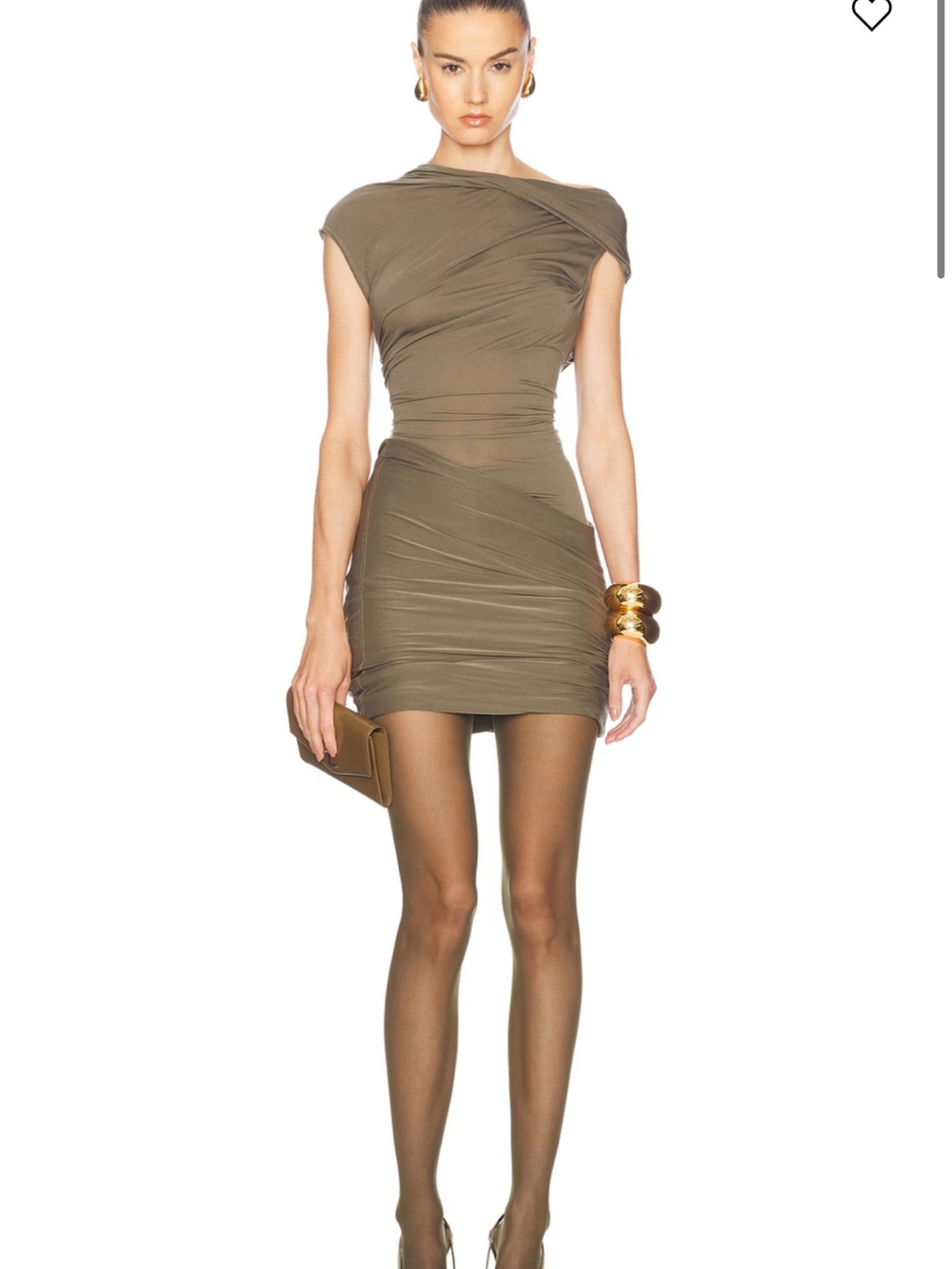 Helmut Lang Olive Ruched dress